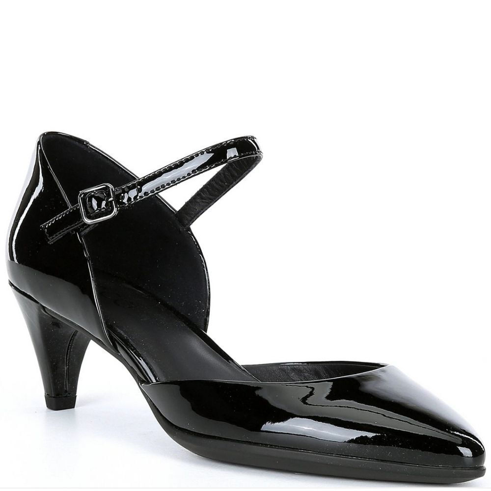 New ECCO Shape 45 Pointed Sleek Patent Leather Black Shiny Pumps 7
